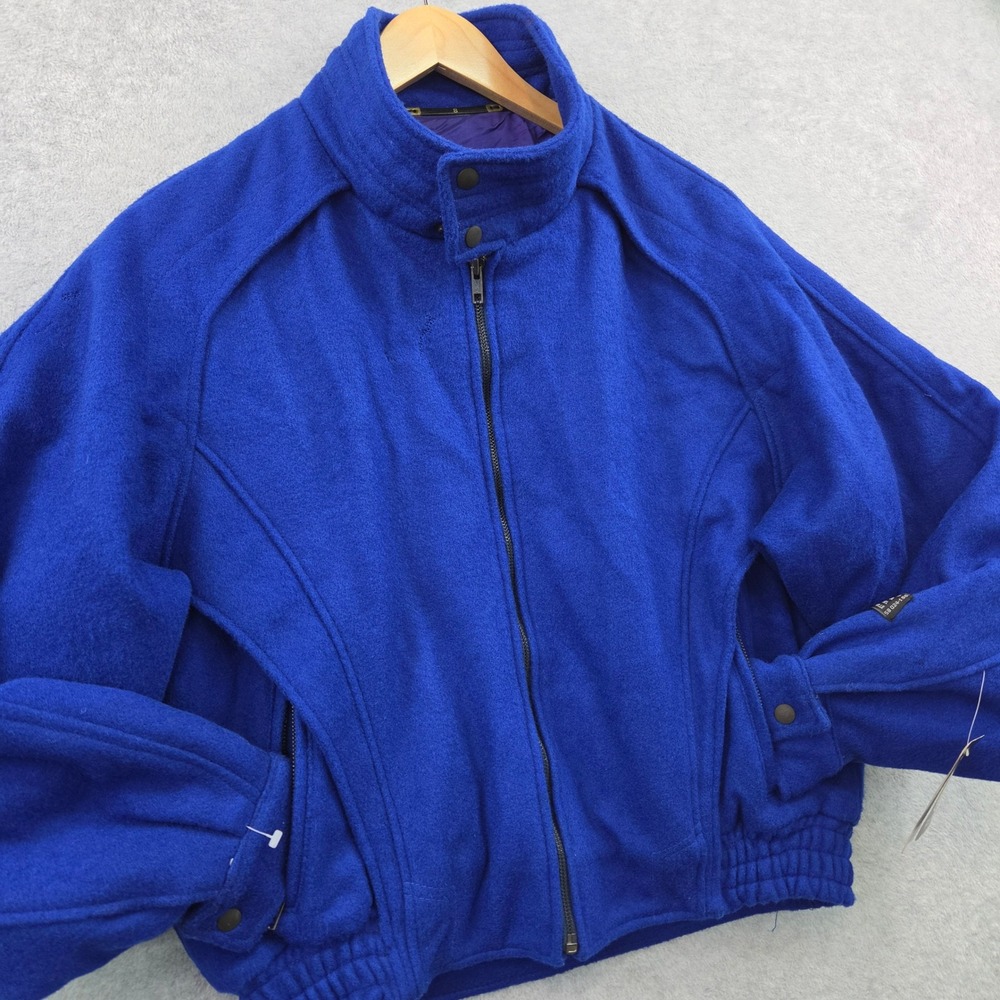 VTG 80s MIRAGE Wool Bomber Jacket Womens SMALL Deadstock NWT Woolmark ROYAL BLUE
